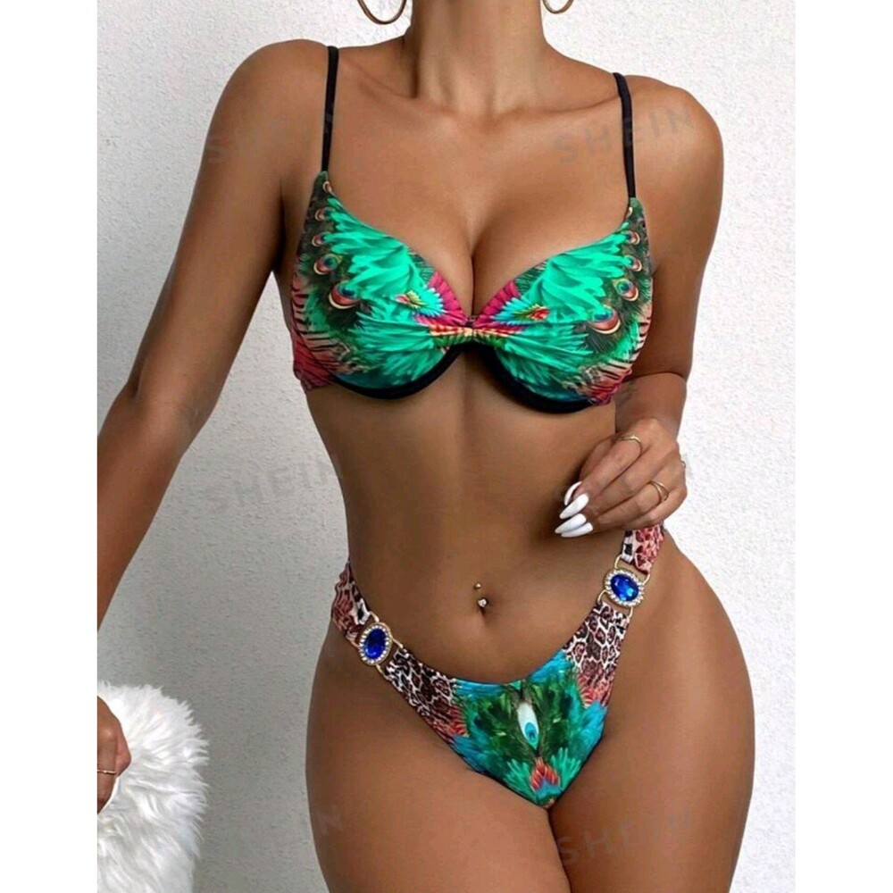 Peacock Print Bikini Set X-LARGE (12)